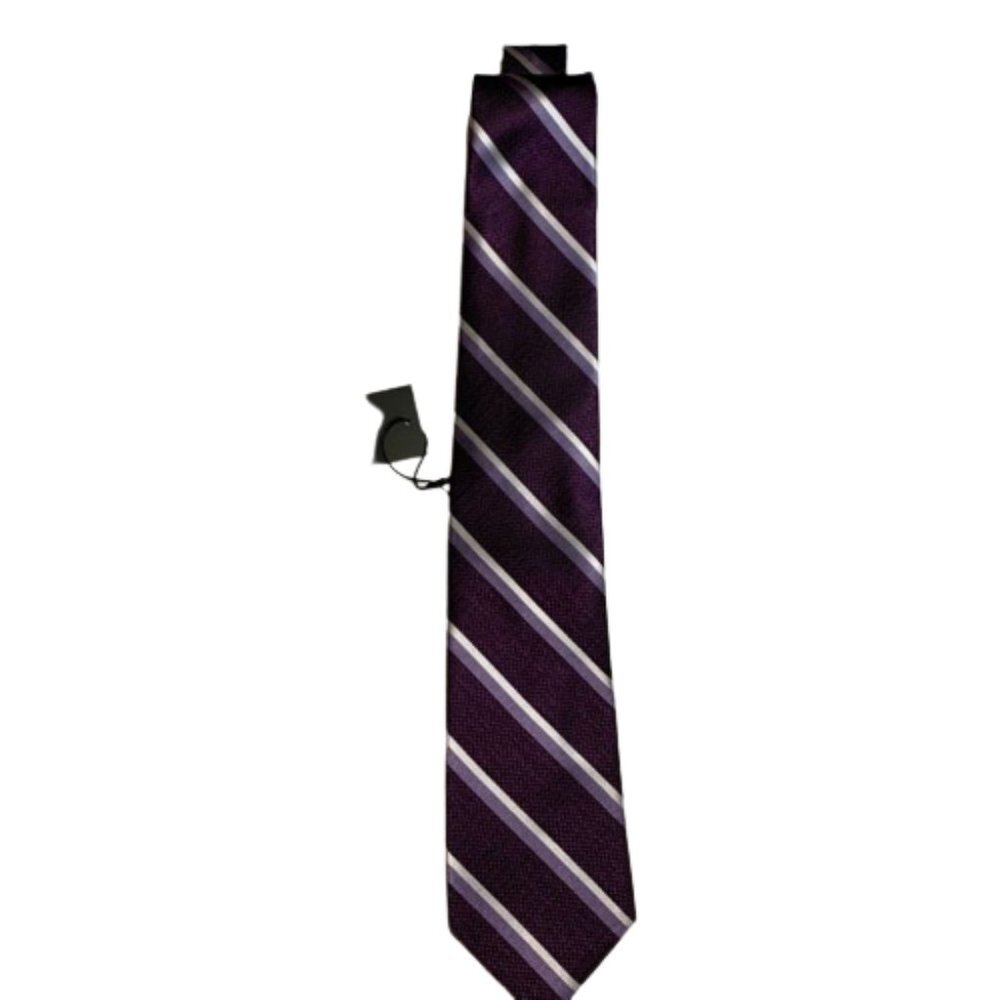 NWT Bellissimo Neck Tie Purple White Diagonal Striped textured Pattern